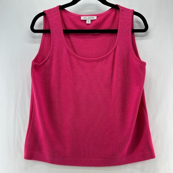 St. John Sweaters - St. John Tank Top Womens M Knit Pullover Wide Strap Scoop Neck Stretch Hot Pink
